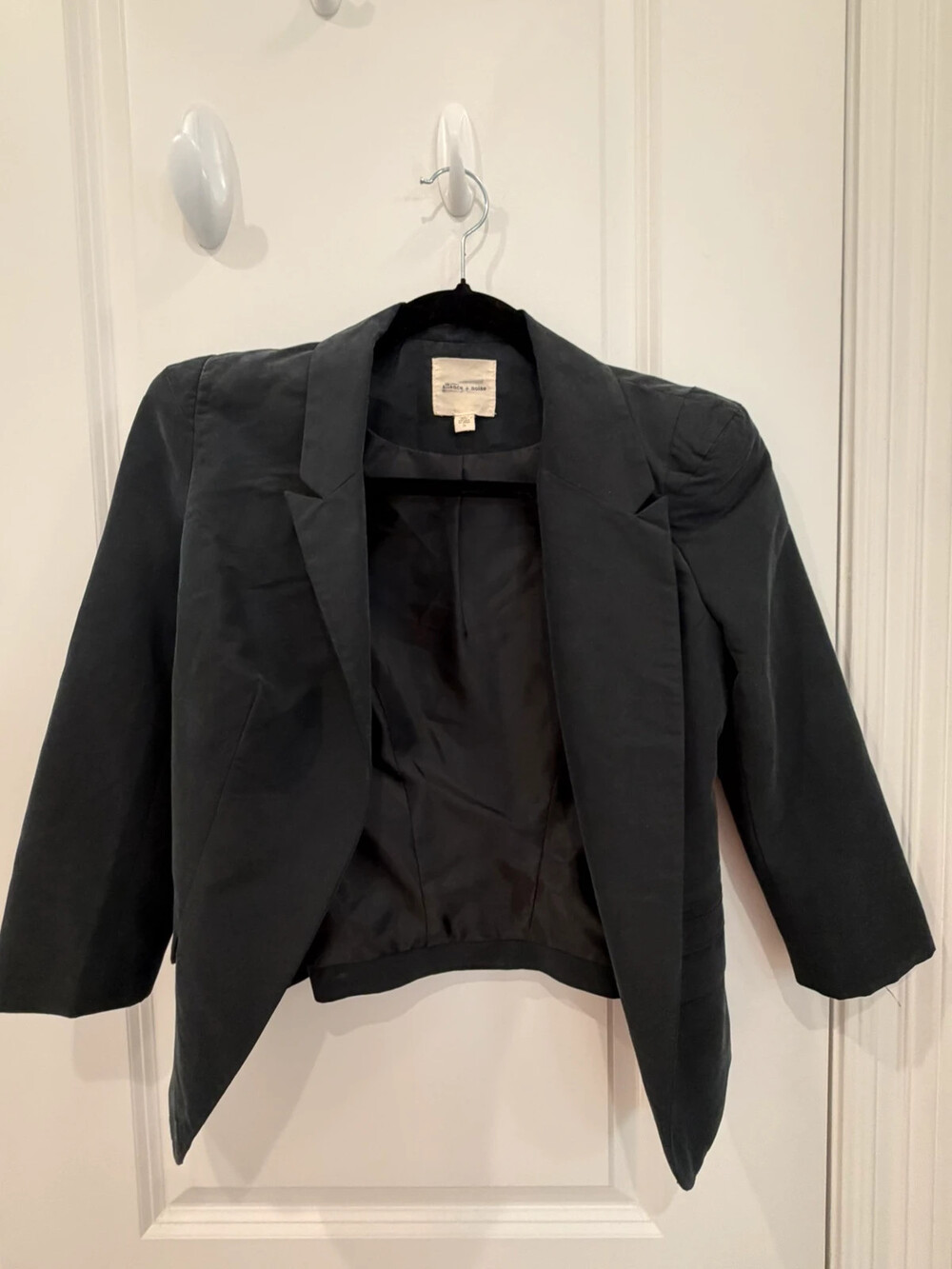 Silence + Noise black gray blazer small business casual tailored cropped